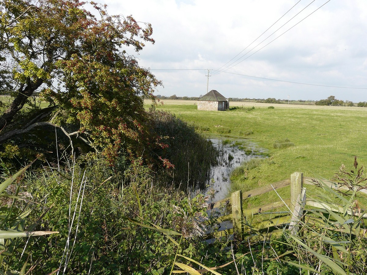 A brick looker's hut in sheep pasture on Romney Marsh near Old Romney